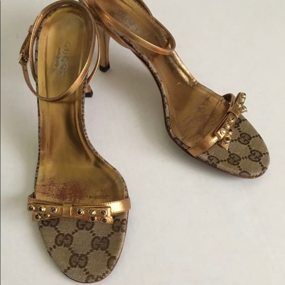 Gucci Women’s Rhinestones GG Canvas Monogram heels